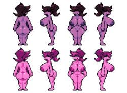 anthro ass big_breasts breasts deltarune female female_only nipples pixel_art pixelated reptile scalie sprite sprite_sheet susie_(deltarune) undertale_(series)