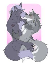 affectionate anthro arm_grab arm_scar ass back_muscles barazoku biceps big_muscles big_pecs black_eye_patch black_eyewear blush bodily_fluids border braided_hair butt_grab canid canine canis chest_scar claws closed_eyes duo eye_patch eyewear french_kissing fur grey_body grey_fur hair hand_on_arm hand_on_butt hand_on_neck hi_res holding_another holding_arm holding_butt holding_neck holding_partner kiss_on_lips kissing larger_anthro larger_male love male male/male mammal manly muscular muscular_anthro muscular_arms muscular_male muscular_thighs neck_grab neck_scar nintendo nude nude_anthro nude_male pecs rear_view scar size_difference smaller_anthro smaller_male soradezwolfox standing star_fox sweat sweatdrop sweaty_arms sweaty_chest sweaty_face sweaty_legs tail thick_arms thick_thighs white_body white_border white_fur wolf wolf_o'donnell