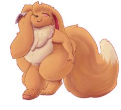 1boy alpha_channel anthro big_penis big_tail big_testicles brown_eyes brown_fur chubby claws digital_media_(artwork) eevee flaccid fur furry girly hand_on_thigh heart huge_testicles humanoid_penis kazzypoof_(character) long_ears lumpsofcole male male_only mammal nintendo penis pokémon_(species) pokemon pokemon_rgby smile solo standing testicles thick_thighs toe_claws tuft uncut video_games wide_hips