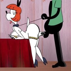 1:1 1boy 1girls 2d 30_seconds accurate_art_style animated anthro balls clothing dark-skinned_male dark_skin digital_media disney dog_girl doggy_style erica_(mickey_mouse_shorts) female female_focus full_body furry furry_only goofy_(disney) heeled_shoes high_heels leash longer_than_10_seconds loud_sex male mickey_mouse_shorts minus8 moaning mob_face penis pussy pussy_juice red_hair sex shorter_than_one_minute simple_face sound sound_warning straight swinging_balls tail testicles tongue tongue_out unseen_male_face vaginal_penetration video