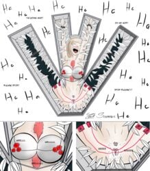 begging bondage broken crying crying_with_eyes_open danganronpa danganronpa_2:_goodbye_despair drooling egg_vibrator empty_eyes feathers female female_ejaculation female_only femsub forced_presentation mole mole_on_breast naked_thighhighs nanami_chiaki nipple_stimulation open_mouth pubic_hair solo spread_legs steel_bondage straight_hair super_danganronpa_2 thighhighs tickle_fetish tickle_machine tickle_torture tickled tickling vibrator_taped_to_pussy zack_seamus