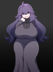 1girls busty dress female female_only hex_maniac huge_breasts human long_hair looking_at_viewer magure_senshi nintendo pokemon pokemon_xy purple_hair thick_thighs wide_hips