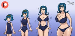 1girls 2018 age_progression ass belly bikini blue_background blue_eyes blue_hair breast_expansion breasts cleavage clothed curvy daughter deviantart eyelashes female female_only freckles huge_ass huge_breasts human human_only hyper hyper_breasts lana's_mother_(pokemon) lana_(pokemon) large_ass large_breasts looking_at_breasts looking_away looking_down milf mob_face mother mother_and_daughter motion_lines nintendo panties patreon pokemon pokemon_sm puberty small_breasts smile standing surprised swimsuit text thatfreakgivz thick_thighs transformation transformation_(body_part) transformation_(clothing) tumblr watermark wide_hips