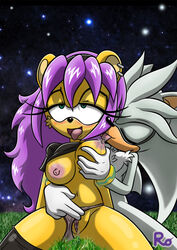 1boy 1girls anthro archie_comics areolae breasts closed_eyes duo eulipotyphlan female furry furry_only hair hedgehog interspecies licking male mammal mina_mongoose mongoose nipples nude panties panties_aside purple_hair pussy pussy_juice raianonzika sega shirt_up silver_the_hedgehog sonic_(series) straight tongue tongue_out wet_pussy white_fur white_hair yellow_fur