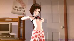 3d breasts female fisty-flatchestia looking_at_viewer nyahs_smut pajamas ruby_rose rwby solo