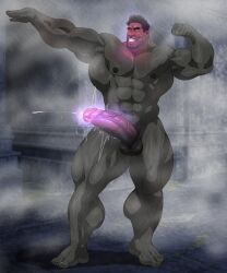 balls bara big_penis boner erection flexing hitenmaru male male_only muscles muscular musk nude penis petrification posing precum solo solo_male sweat sweating