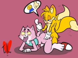 anal anal_sex ass big_butt blush canine duo feline fox gift hi_res male mammal penetration penis precum roz sex sonic_(series) taillove_(artist) tails tails_the_fox tongue tongue_out yaoi