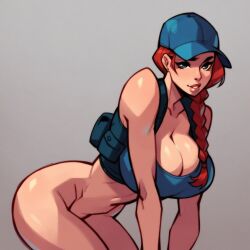 ai_generated ash_(rainbow_six) bimbo comission fit_female huge_breasts military rainbow_six_siege red_hair rookybooky vest