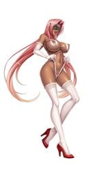 breasts dark-skinned_female dark_skin erect_nipples female gloves high_heels huge_breasts ingrid_(taimanin_asagi) lipstick long_hair mask nipples open_mouth pink_hair plain_background pulling purple_lipstick pussy pussy_juice red_high_heels solo sweat tagme taimanin_asagi taimanin_asagi_battle_arena wet wet_pussy
