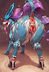 ai_generated anus female feral high_heels legendary_pokemon pokemon pokemon_(species) pussy suicune