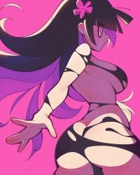 black_goo black_hair edith_(fliphrrr) flipherrrr fliphrrr original original_character pink_eyes thick_ass very_long_hair