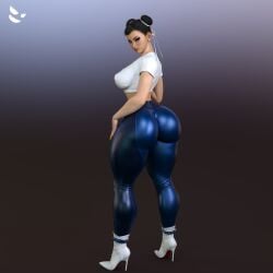 1girls 3d ass big_ass big_breasts blue_pants breasts capcom chun-li double_bun earrings eyeshadow female gm_studios hair_bun hair_ribbon huge_ass jewelry large_ass large_breasts leggings lipstick looking_at_viewer makeup mature_female midriff milf pants pearl_earrings ribbon standing street_fighter street_fighter_6 thick_thighs thunder_thighs tight_pants tights wide_hips yellow_ribbon yoga_pants