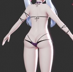 1girls 3d 3d_model bikini elf elf_female female female_focus female_only frieren mantis_x pale-skinned_female pale_skin petite petite_body petite_female sousou_no_frieren string_bikini swimsuit swimwear