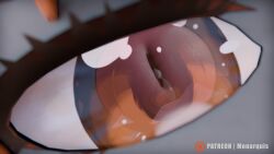 3d absurd_res anthro bodily_fluids cum cum_on_penis female focus_on_eyes genital_fluids genitals glande glistening glistening_eyes hi_res momo_(monarquis) monarquis penis reflection solo urethra