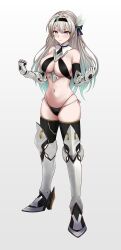 alternate_costume armor best_girl blush clenched_fist clenched_hands detached_collar female female_only firefly_(honkai:_star_rail) full_body fully_clothed honkai:_star_rail large_breasts official_alternate_costume revealing_clothes sam_(honkai:_star_rail) skimpy_armor thighs