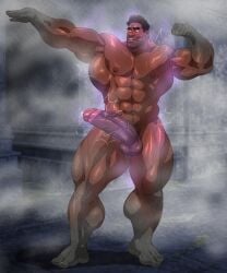 balls bara big_penis boner erection flexing hitenmaru male male_only muscles muscular musk nude penis petrification posing solo solo_male sweat sweating