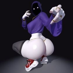 1girls 3d ass breasts dimples_of_venus female female_only fingers huge_ass large_breasts long_fingernails popogori revealing_clothes shadow_wizard_money_gang skimpy sneakers solo solo_female squatting voluptuous