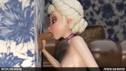 3d animated blowjob cum_eating cum_in_mouth deepthroat disney_princess elsa_(frozen) fellatio female frozen_(film) glory_hole hole_in_wall human male nero100 oral pale_skin swallowing tagme video