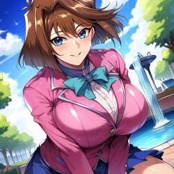 1girls ai_generated alternate_breast_size big_breasts bostin breasts busty curvaceous curvy curvy_body curvy_female curvy_figure female huge_breasts large_breasts mazaki_anzu nipples school_uniform sweat sweating sweaty sweaty_body sweaty_breasts tea_gardner thick_thighs thighs yu-gi-oh! yu-gi-oh!_duel_monsters