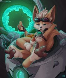 absurd_res animal_genitalia animal_penis anthro balls big_balls brown_body canid canine canine_genitalia canine_penis chilling chip_(mobile_legends) chip_bag chips_(food) claws clothed clothing eyewear eyewear_on_head feet fennec_fox fluffy_chest food foot_fetish foot_focus fox genitals gloves goggles goggles_on_head half-closed_eyes half-erect handwear harness heavy_balls hi_res katxfish looking_at_viewer lying machine male male_foot_fetish male_only mammal mobile_legends narrowed_eyes navel on_back partially_clothed pawpads paws penis portal raised_paw resting robot robotic size_difference smaller_male smile smiling_at_viewer solo tank technology toe_claws true_fox vehicle