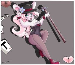 bunny_girl bunny_tail corset furry lip_piercing pantyhose piercing pink_hair playboy_bunny rabbit rabbit_ears rabbit_humanoid thiccster trixie_bunny white_fur