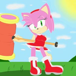 amy_rose animated anthro bottomless clothed clothing female flashing hi_res kamikiller mammal piko-piko_hammer piko_piko_hammer pussy sega solo sonic_(series) wind