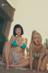 2girls ai_generated aisinful ass big_ass big_breasts big_butt bikini black_hair blonde_hair blue_bikini blue_eyes blunt_bangs blush boruto:_naruto_next_generations breasts cleavage dragon drool drooling feet female female_only hi_res hyuuga_hinata ino_yamanaka large_breasts long_hair medium_breasts multiple_girls naruto naruto_(series) naruto_shippuden naruto_shippuuden saliva short_hair sitting swimsuit thick_thighs tongue_out uzumaki_hinata wide_hips yamanaka_ino yuri