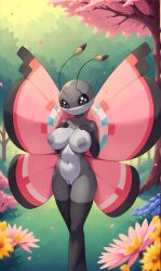 2025 ai_generated big_breasts cute female furry gobabsnow insect_wings insects nude pokemon pokemon_(species) pussy vivillon wings