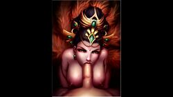 1boy 1girls 2018 angry animated animated_gif annoyed areola areolae black_hair blowjob breasts brown_eyes da_ji_(smite) divine_slut earrings erection eyelashes eyes eyeshadow fellatio female fox fox_girl fox_humanoid fox_tail fur goddess gold hair hair_ornament headdress hi_res jewelry large_breasts lips lipstick lipstick_mark lipstick_on_penis long_hair luminyu makeup male multi_tail nipples nude on_knees oral oral_insertion oral_penetration oral_sex penis red_lipstick saliva sitting smite sound suck sucking tagme tail tattoo very_long_hair video wet yellow_eyes