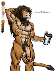 abs anthro faren feline lion loretofaron male male_only mammal muscular no_humans penis standing