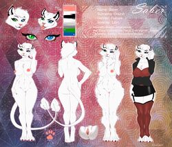 2018 anthro anus ass big_breasts blue_eyes breasts business_woman chest_tuft claws clothed clothing digital_media_(artwork) eleacat fangs feline female fluffy fur green_eyes hair heterochromia hi_res legwear lion mammal mature_female miniskirt nipples nude pussy saber_(firestorm3) skirt smile solo standing stockings teeth thigh_highs tongue tuft voluptuous white_fur wide_hips winter_coat