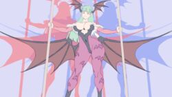 1girls animated animated_gif bat_wings breast breasts capcom clothing darkstalkers female fujii_shingo head_wings hip_sway large_breasts morrigan_aensland solo succubus