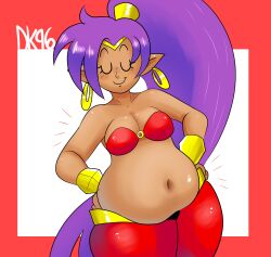belly belly_fetish big_belly chubby_belly chubby_female daisykitty96 female female_only hands_on_hips shantae shantae_(character)