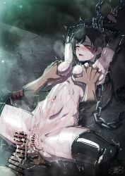 1boy 1girls after_rape after_sex ajula_wachula bad_end bar_censor big_penis black_gloves black_hair black_thighhighs bound_wrists breast_grab breasts broken_rape_victim captured captured_heroine censored chain_leash chains collar commission cum cum_in_pussy cum_overflow cumdrip deep_skin domination elbow_gloves empty_eyes female femsub final_fantasy final_fantasy_vii fit_female fucked_into_submission fucked_senseless gloves grabbing_another's_breast groping highres hourglass_figure human human_female human_male large_breasts leash light-skinned_female long_hair low-tied_long_hair lying maledom mature_female mind_break missionary_position naked_thighhighs navel nipples nude on_back open_mouth penis pussy rape red_eyes restrained restraints rolling_eyes sex sex_slave skeb_commission slim_waist spread_legs straight tears thighhighs this_is_your_life_now tifa_lockhart trembling variant_set very_long_hair wet wide_hips