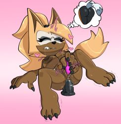 1girls anal anal_insertion anthro areola big_breasts bite biting_lip biting_own_lip black_claws black_dildo black_nose breasts brown_areola brown_body brown_fur brown_nipples canid canine canis claws closed_eyes dildo eyelashes female female_masturbation female_only front_view fur guillion guillion_(toshkarts) heart_symbol hi_res idw_publishing large_breasts mammal masturbation naked nipples nude object_in_ass penetration pink_background sega self_bite sex_toy sex_toy_in_ass sex_toy_insertion simple_background solo sonic_(series) sonic_the_hedgehog_(comics) sonic_the_hedgehog_(idw) sonic_the_hedgehog_(series) spread_legs spreading tan_body tan_fur tangle_the_lemur thick_thighs thought_bubble vibrator whisper_the_wolf wide_hips wolf