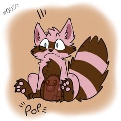ambiguous_gender anthro buttplug diglett duo female female/ambiguous generation_1_pokemon hi_res living_buttplug living_insertion living_sex_toy mammal nintendo oblivious plug_(sex_toy) pokemon pokemon_(species) pop_(sound_effect) poppy_(skellyroon) procyonid pussy question_mark raccoon ruffled_fur sex_toy sitting skellyroon surprised surprised_look text translucent unbirthing vaginal_penetration vore