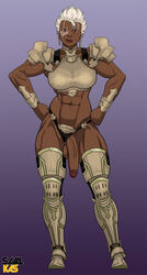 1futa armor armor_boots balls big_penis bracers breastplate breasts cleavage dark-skinned_futanari dark_skin dickgirl face_markings face_tattoo final_fantasy final_fantasy_xiv front_view full_body futa_only futanari gradient_background hands_on_hips intersex muscular penis purple_background red_eyes roegadyn savalkas shoulder_armor shoulder_pads smug solo solo_futa spiky_hair testicles unconvincing_armor vambraces white_hair