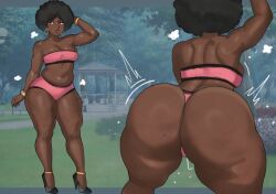 1girls 2d afro ass bbw big_ass cellulite chubby clothed clothed_female color dark-skinned_female dark_skin earrings ebony fat_ass female female_only full_color high_heels hoop_earrings huge_ass johnv non-nude original original_character pumps shoes skimpy_clothes solo thick thick_ass thick_thighs voluptuous