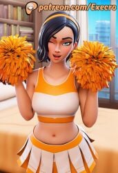 1girls 3d adorable ai_assisted ai_generated anime anime_style beautiful beauty bedroom black_hair blue_eyes cheerleader cheerleader_outfit cute epic_games execro fortnite fortnite:_battle_royale girlfriend hi_res highres holding_pom_poms indoors library light_blue_eyes looking_at_viewer medium_breasts medium_hair novelai one_eye_closed patreon pom_poms rox_(fortnite) shelf smile soft_breasts solo solo_female standing straight_hair uncensored watermark window wink