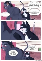 3d abs another_eidos_of_dragon_vein_r bara black_hair brown_eyes comic detailed_background feline flmusicshare florent_(flmusicshare) gay gay_male green_eyes kafka_(another_eidos) lion looking_pleasured male male_only mikumikudance mmd muscles rimjob sound_effects text text_bubble toungue_out twink video_game_character