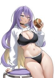 :o attractive attractive_female balancing_on_one_hand belly belly_button big_breasts big_chest big_hips big_thighs black_choker black_neckwear black_sports_bra black_sports_panties blue_nail_polish blue_nails blush blush_lines bolero bolero_straitjacket breasts burger calvin_klein chair cheese cheeseburger chest choker eating_burger eating_food eyebrows eyebrows_visible_through_hair eyes_visible_through_hair female female_focus female_only glittering_hair grabbing_chair grabbing_chair_support gradient_eyes gradient_hair half_dressed half_dressed_female half_jacket hips holding_burger holding_chair hololive hololive_indonesia hololive_indonesia_area_15 indonesian jacket large_breasts light-skinned_female light_brown_body light_brown_skin light_brown_skinned_female light_skin long_hair moona_hoshinova neckwear purple_and_yellow_eyes purple_and_yellow_hair purple_eyes purple_hair raikkonen reflection reflective_body reflective_skin revealing_breasts revealing_clothes revealing_outfit sexy sexy_body sexy_female shrug_(clothing) sleek_body sparkling_hair sports_bra sports_panties sportswear standing standing_on_thighs thick_belly thick_body thick_hips thick_thighs thighs tummy vegetable vegetables virtual_youtuber vtuber vtuberfanart white_background white_bolero white_jacket white_shrug woman_focus woman_only yellow_eyes yellow_hair