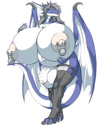 1futa anthro areola balls breasts clothing dragon erect_nipples fenrir_lunaris flaccid futa_only futanari hi_res horn humanoid_penis hyper hyper_balls hyper_breasts hyper_penis intersex large_nipples legwear looking_at_viewer nipple_piercing nipples nude overweight penis piercing smile solo_futa standing thick_thighs thigh_highs uncut vein wings