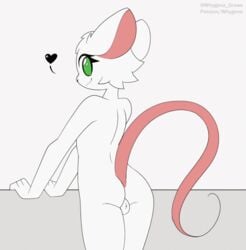 1boy 2018 3_fingers animated anthro ass backsack balls biped black_nose cute eyelashes fur gay girly green_eyes hair heart heart-shaped_butt humanoid_hands light_theme long_tail looking_back loop male male_only mammal mouse nude pink_tail portrait presenting presenting_hindquarters rear_view reggie_(whygena) rodent shaking_butt short_hair simple_background small_waist smile solo standing three-quarter_portrait toony url white_background white_balls white_fur white_hair whygena