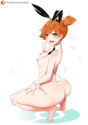 1girls alternate_version_available animal_ears ass big_areola breasts bunny_ears bunny_girl bunnysuit erect_nipples fake_ears green_eyes gym_leader human human_only misty_(pokemon) necktie nintendo orange_hair pokemon pokemon_rgby puffy_nipples short_hair small_breasts solo squatting tail tofuubear v wide_hips