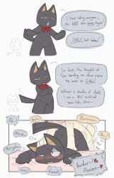 2boys anal anal_penetration anal_sex bent_over bite_mark bj_(artist) blush bodily_fluids comic dialogue doko_demo_issho domestic_cat from_behind fucked_silly heart heart-shaped_pupils kuro_(doko_demo_issho) male male/male male_only mammal on_bed onomatopoeia penetration penile penile_penetration sex simple_background sketch sony_interactive_entertainment speech_bubble standing_sex sweat sweatdrop text toro_inoue