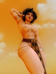 1girls 3d 3d_(artwork) abs absurd_res absurd_resolution absurdres alternate_version_available arm_behind_head armpit armpits ass bare_breasts black_hair black_lipstick breasts chains cloud clouds curvaceous curvy curvy_female curvy_figure darkmoonfoxs egyptian egyptian_clothes egyptian_female exposed_breasts female female_focus female_only hi-rez_studios hi_res high_resolution highres light-skinned_female light_skin lipstick loincloth looking_at_viewer looking_down looking_down_at_viewer low-angle_view maeve_(paladins) makeup medium_breasts muscular muscular_female nipples outdoors outside paladins pose posing pov_eye_contact shaved_armpit short_hair sideass smile smiling solo solo_female solo_focus tagme thick_thighs thighs toned toned_body toned_female viewed_from_below voluptuous voluptuous_female worm's-eye_view