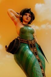 1girls 3d 3d_(artwork) abs absurd_res absurd_resolution absurdres alternate_version_available arm_behind_head armpit armpits ass black_hair black_lipstick breasts clothed clothed_female cloud clouds curvaceous curvy curvy_female curvy_figure darkmoonfoxs egyptian egyptian_clothes egyptian_female female female_focus female_only hi-rez_studios hi_res high_resolution highres light-skinned_female light_skin lipstick looking_at_viewer looking_down looking_down_at_viewer low-angle_view maeve_(paladins) makeup medium_breasts muscular muscular_female nipples outdoors outside paladins pose posing pov_eye_contact shaved_armpit short_hair sideass smile smiling solo solo_female solo_focus tagme thick_thighs thighs toned toned_body toned_female viewed_from_below voluptuous voluptuous_female worm's-eye_view