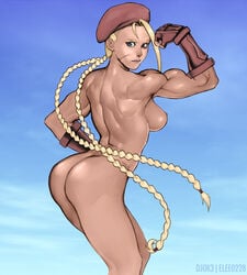 areolae ass breasts cammy_white djok3 elee0228 female female_only looking_at_viewer looking_back muscles muscular muscular_female nipples solo street_fighter