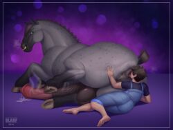 abstract_background absurd_res anal animal_genitalia animal_penis anus arm_support ass balls barefoot big_balls big_butt big_penis blarf bodily_fluids brown_hair butt_grab clothed clothing cum cum_drip draft_horse dressage dripping duo equid equine equine_anus equine_genitalia equine_penis faceless_character faceless_male facial_piercing feet feral genital_fluids genitals grey_body hair hand_on_butt hi_res hooves horse huge_balls huge_butt huge_cock human leaning_on_elbow licking looking_back lying male male/male mammal markings muscular nose_piercing nose_ring on_side oral overalls penis penis_on_ground piercing precum puddle puffy_anus raised_leg rimming ring_piercing sex size_difference steam tagme tail tied_hair tongue tongue_out vein veiny_balls veiny_penis