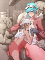 2girls age_difference ass blue_hair blush breasts brown_hair censored closed_eyes clothed_sex clothing female from_behind game_cg interspecies kinoshita_(air_hike) male mass_rape mosaic_censoring orc orc_male orc_ni_maketa_kuni orc_ni_maketa_kuni_5 penetration penis pussy rape short_hair small_breasts spoils_of_war spread_legs tank_top tank_top_lift vaginal_penetration young